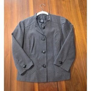 Sandro Women's Black & White Polka Dot‎ Blazer Jacket, Unique Button, Size M